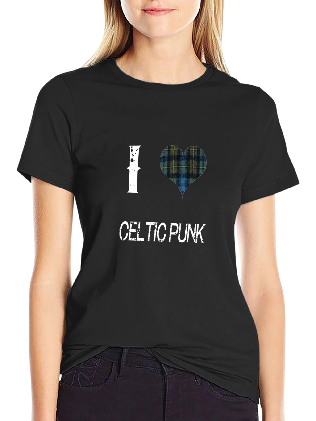 I Love Celtic Punk T-Shirt Black Cotton Tee