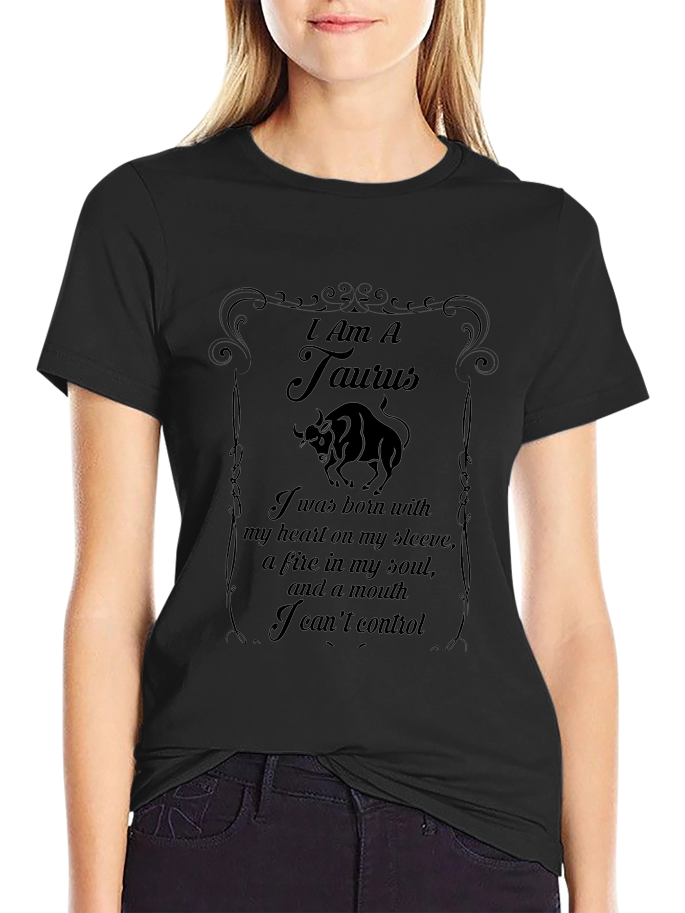 Taurus Zodiac Graphic T-Shirt - Black