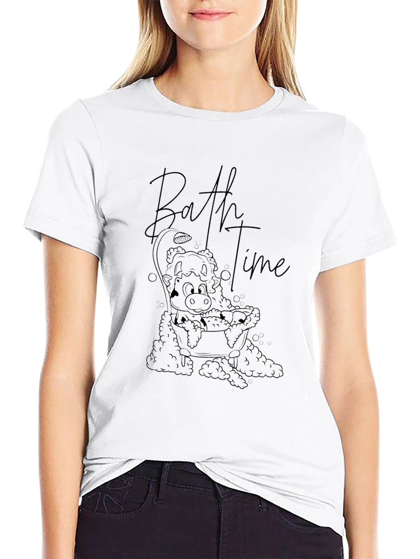 Bathtime Cow Graphic Tee - Relaxed Fit