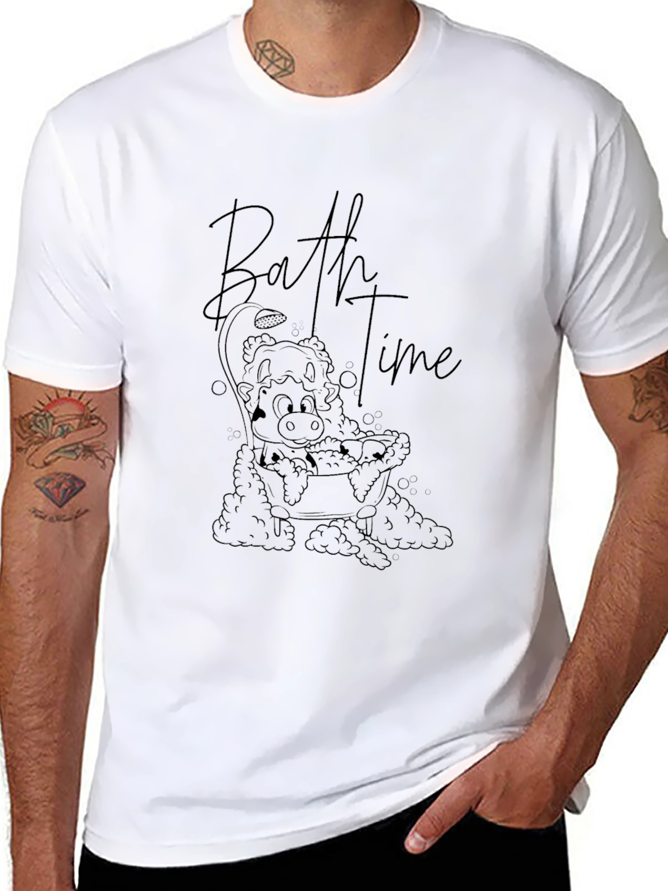 Bathtime Cow Graphic Tee - Relaxed Fit