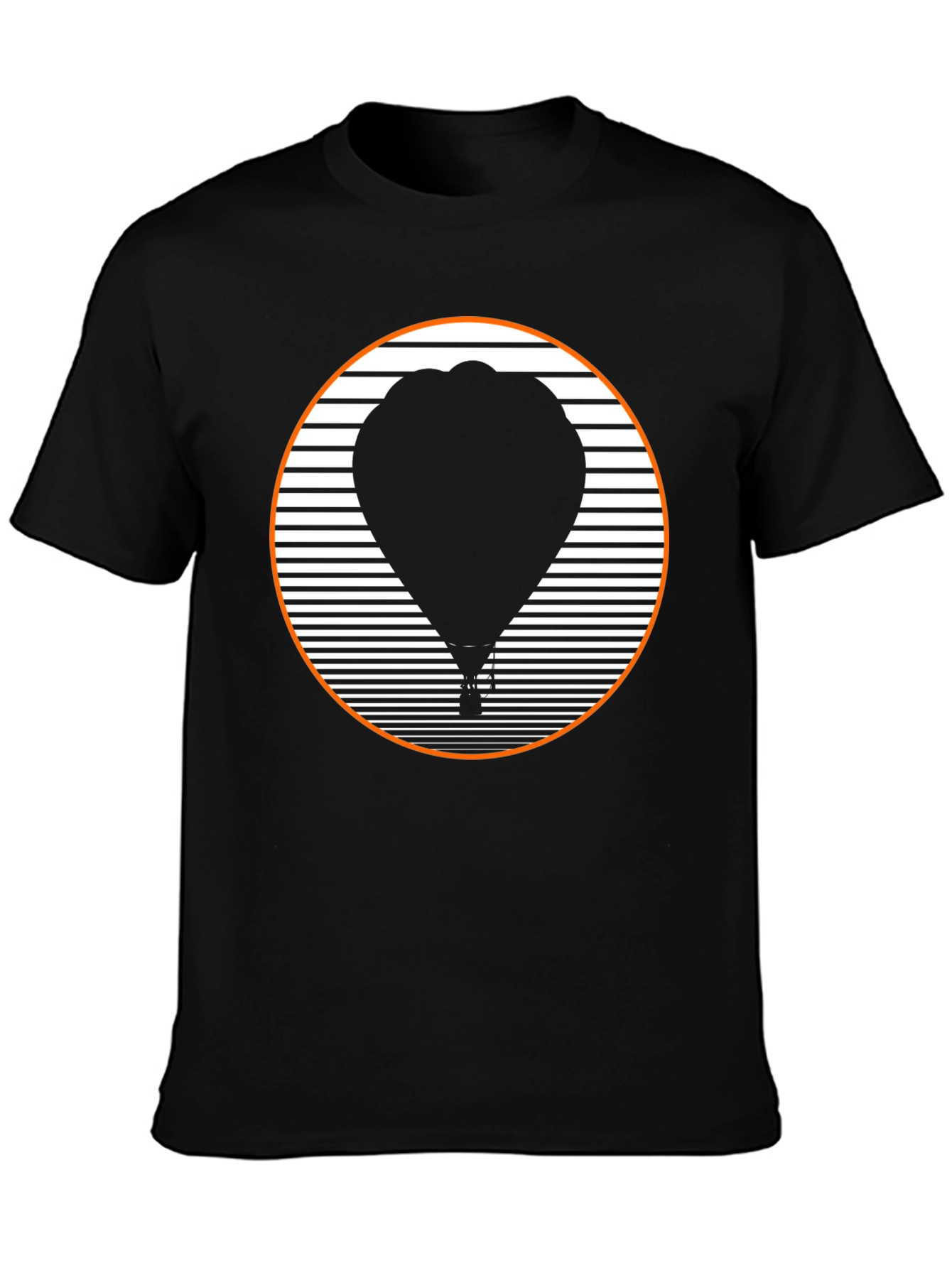 Retro Hot Air Balloon Graphic Tee - Black