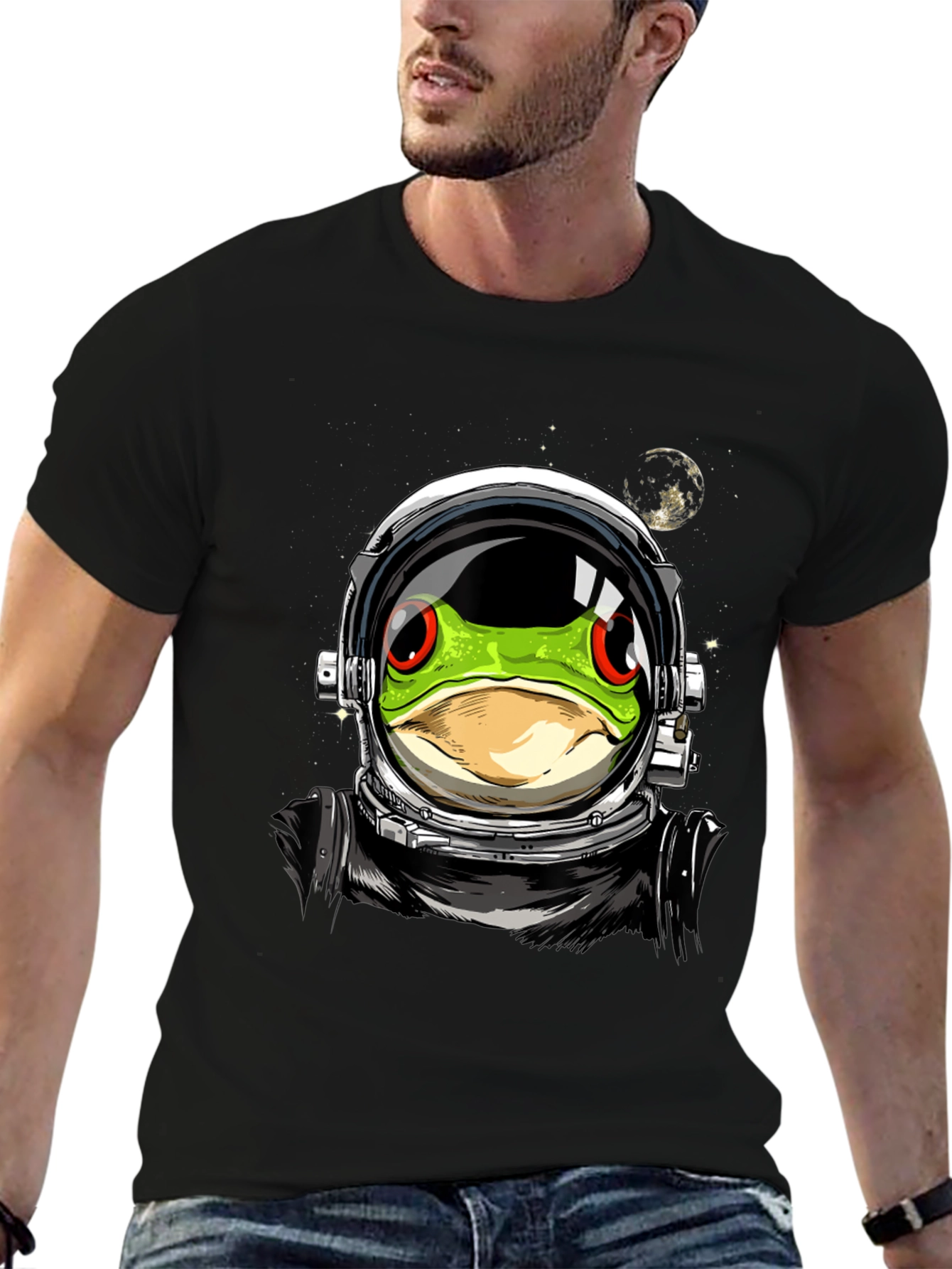 Astronaut Frog Graphic T-Shirt - Outer Space Style