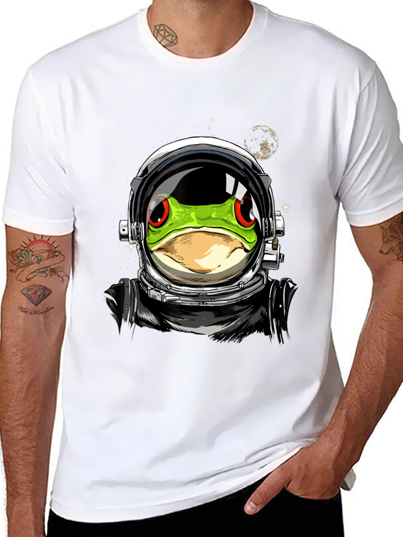 Astronaut Frog Graphic T-Shirt - Outer Space Style