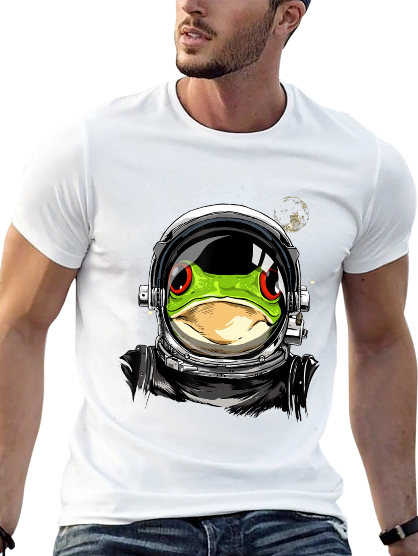 Astronaut Frog Graphic T-Shirt - Outer Space Style
