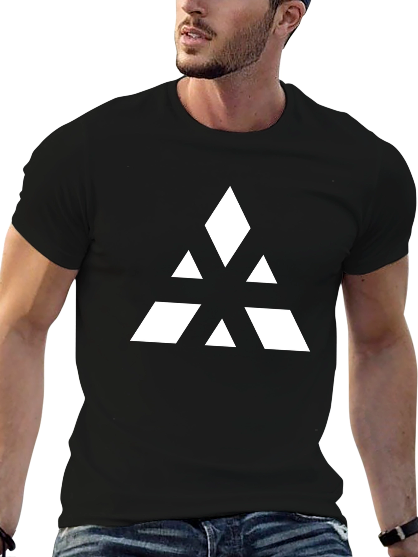 Abstract Triangle Graphic Tee - Black