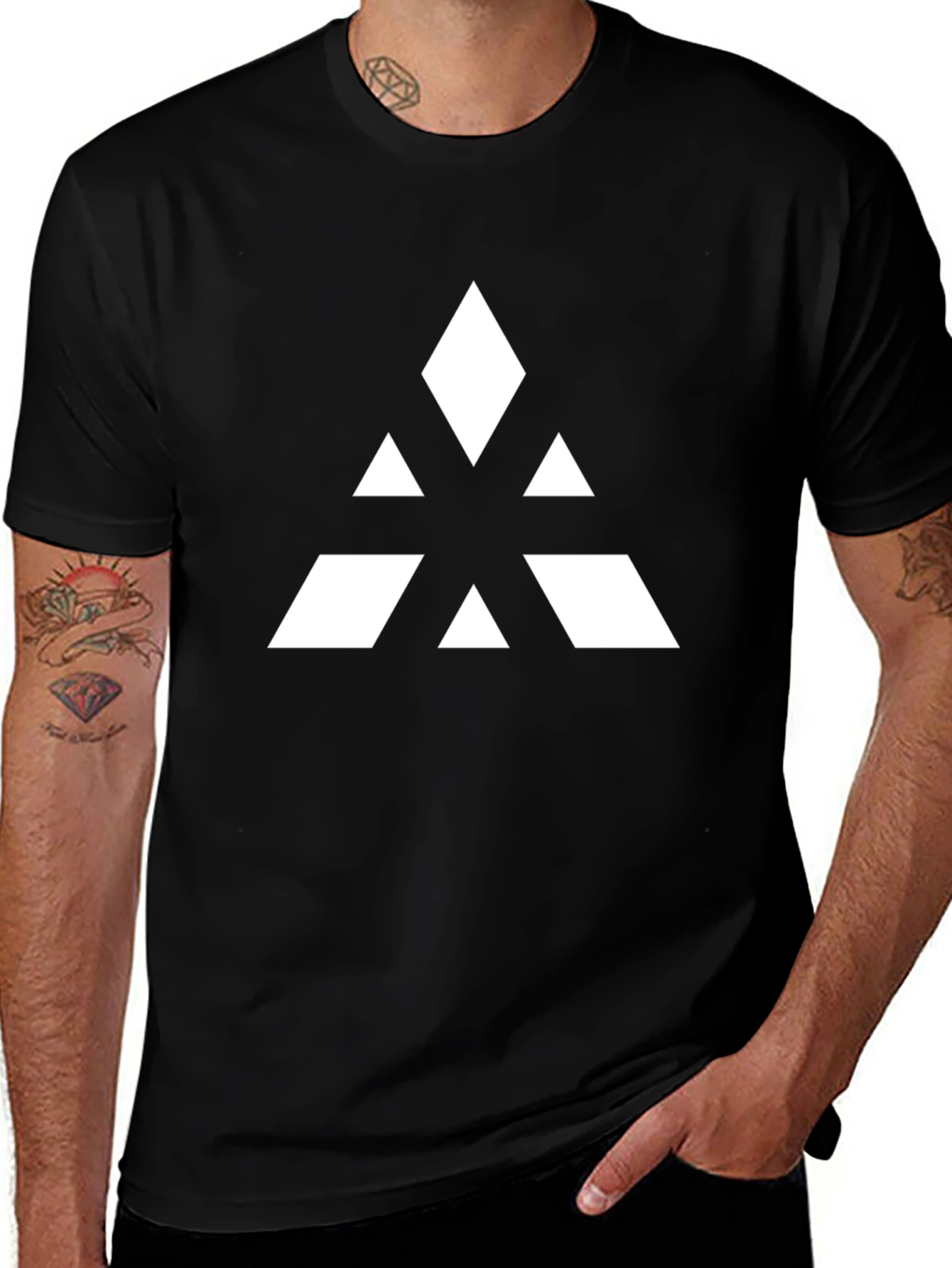 Abstract Triangle Graphic Tee - Black