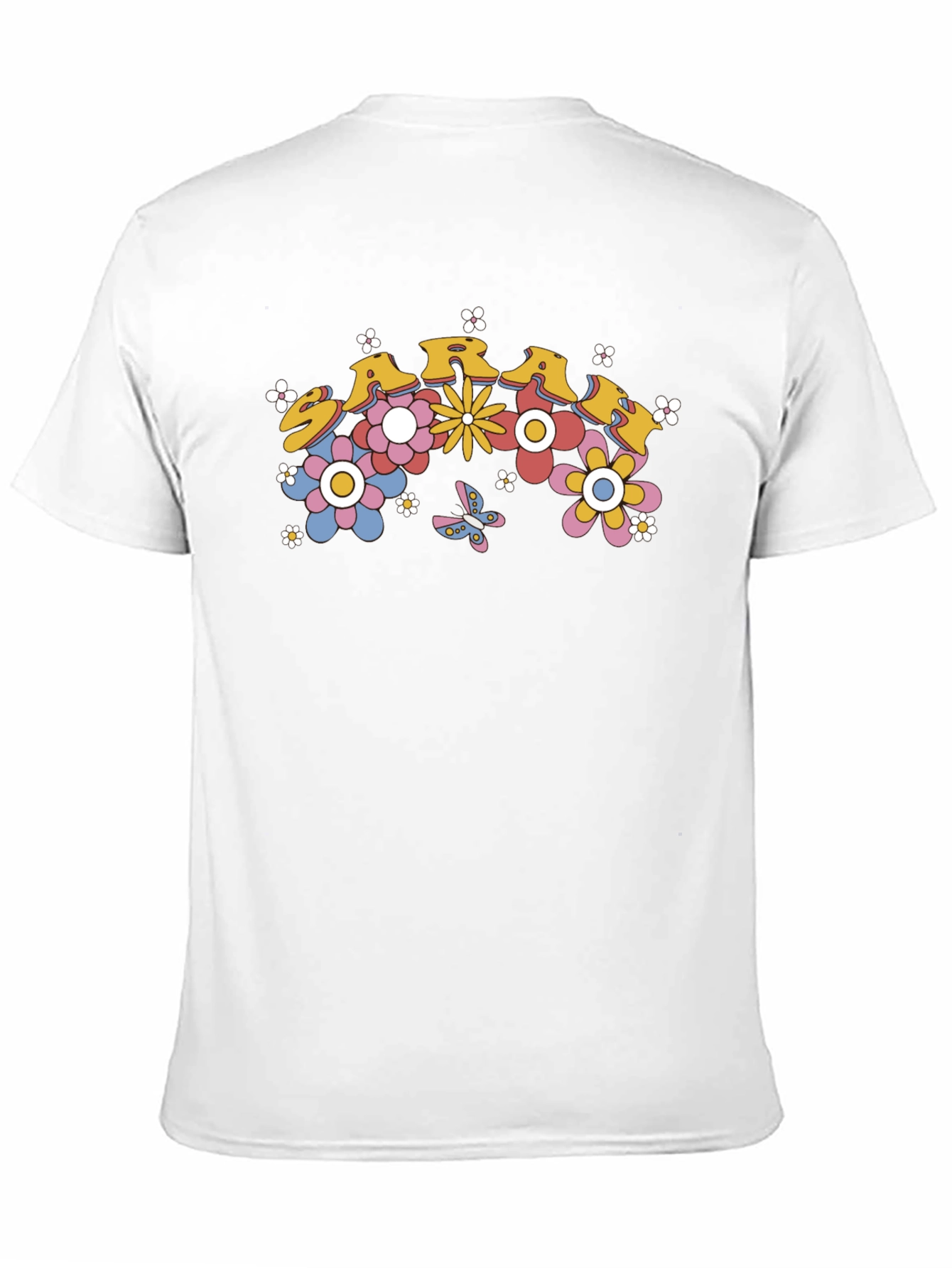 Floral Name Shirt - Black Cotton Tee