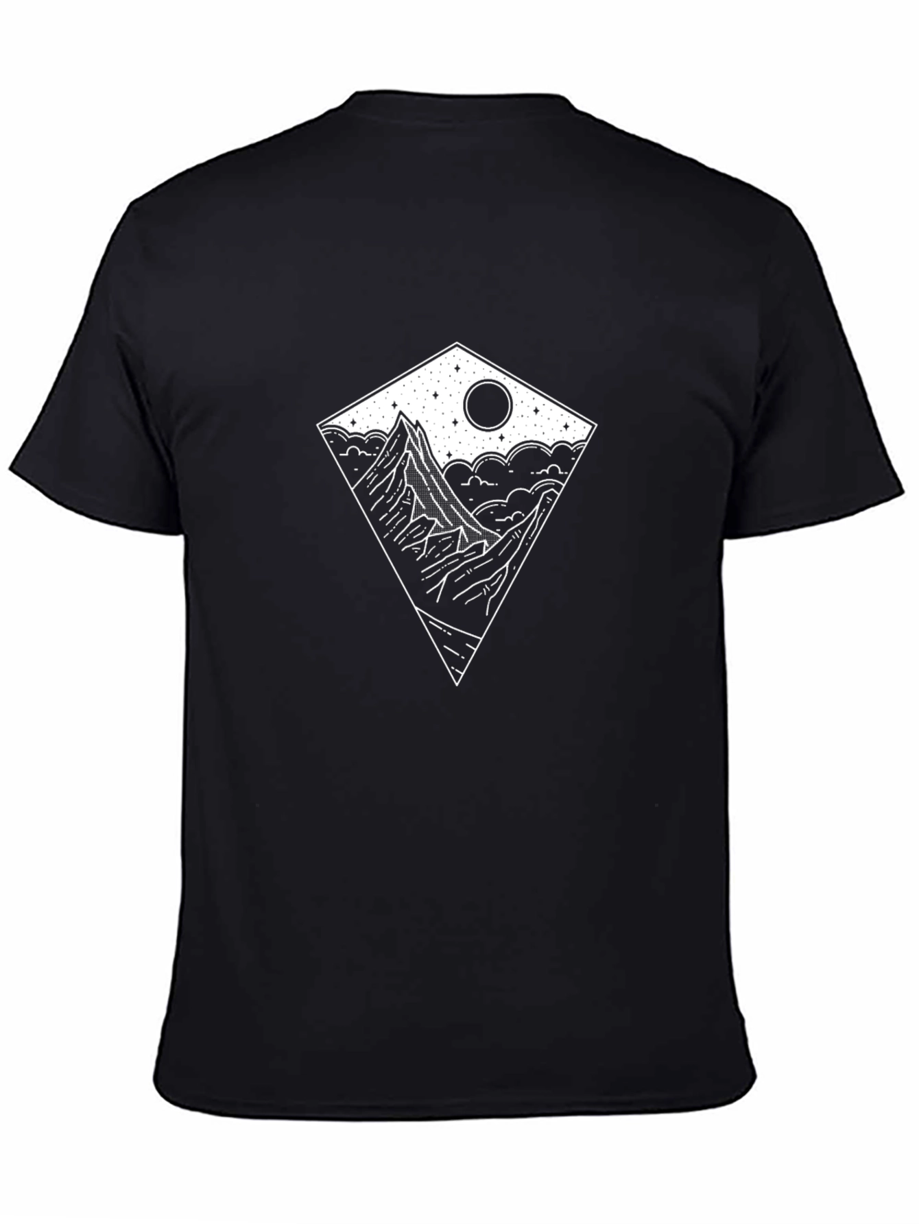 Mountainscape Graphic Tee - Black Cotton T-Shirt