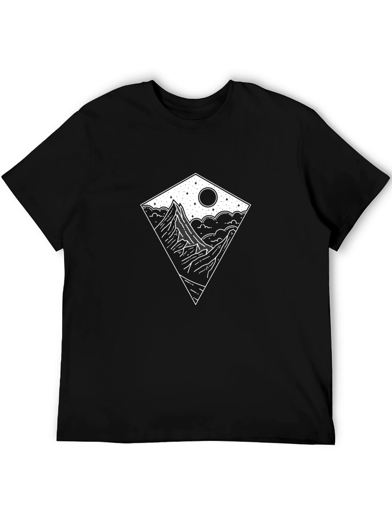 Mountainscape Graphic Tee - Black Cotton T-Shirt