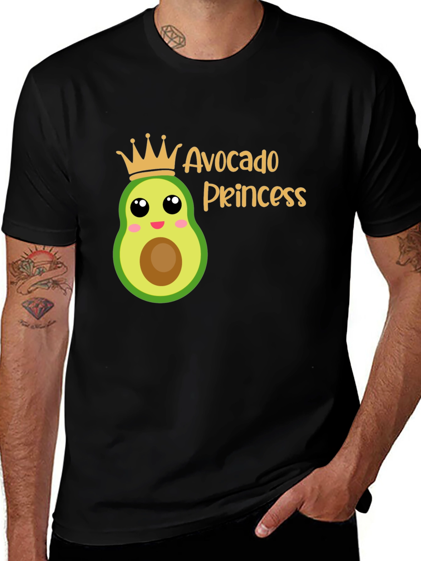 Avocado Princess Graphic T-Shirt - Black
