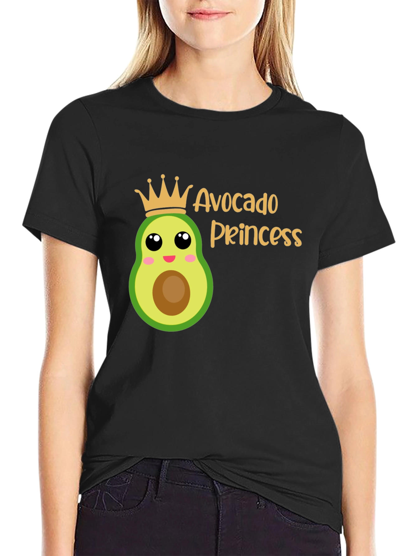 Avocado Princess Graphic T-Shirt - Black
