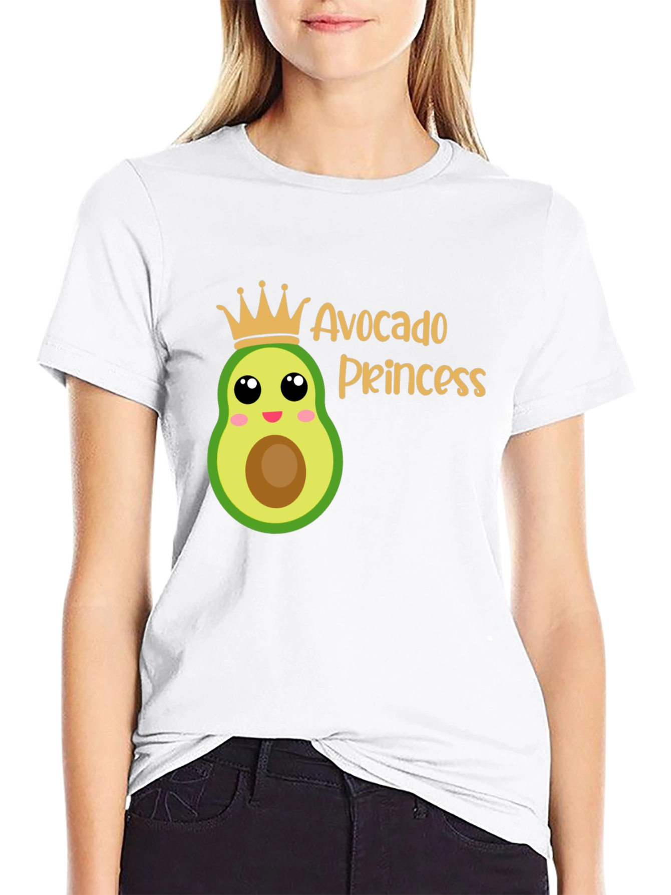 Avocado Princess Graphic T-Shirt - Black
