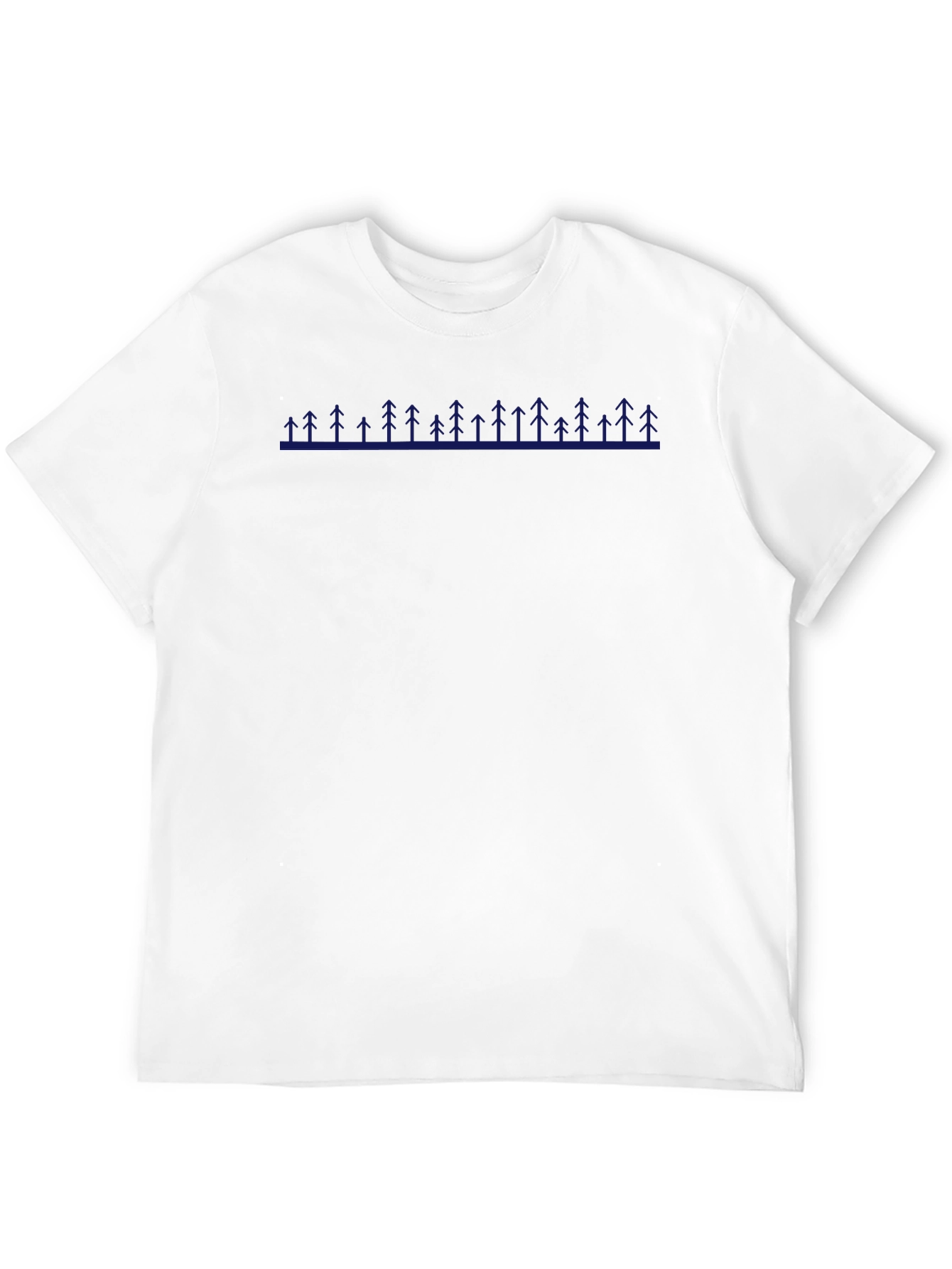 Mens Black T-Shirt with Blue Tree Line Design