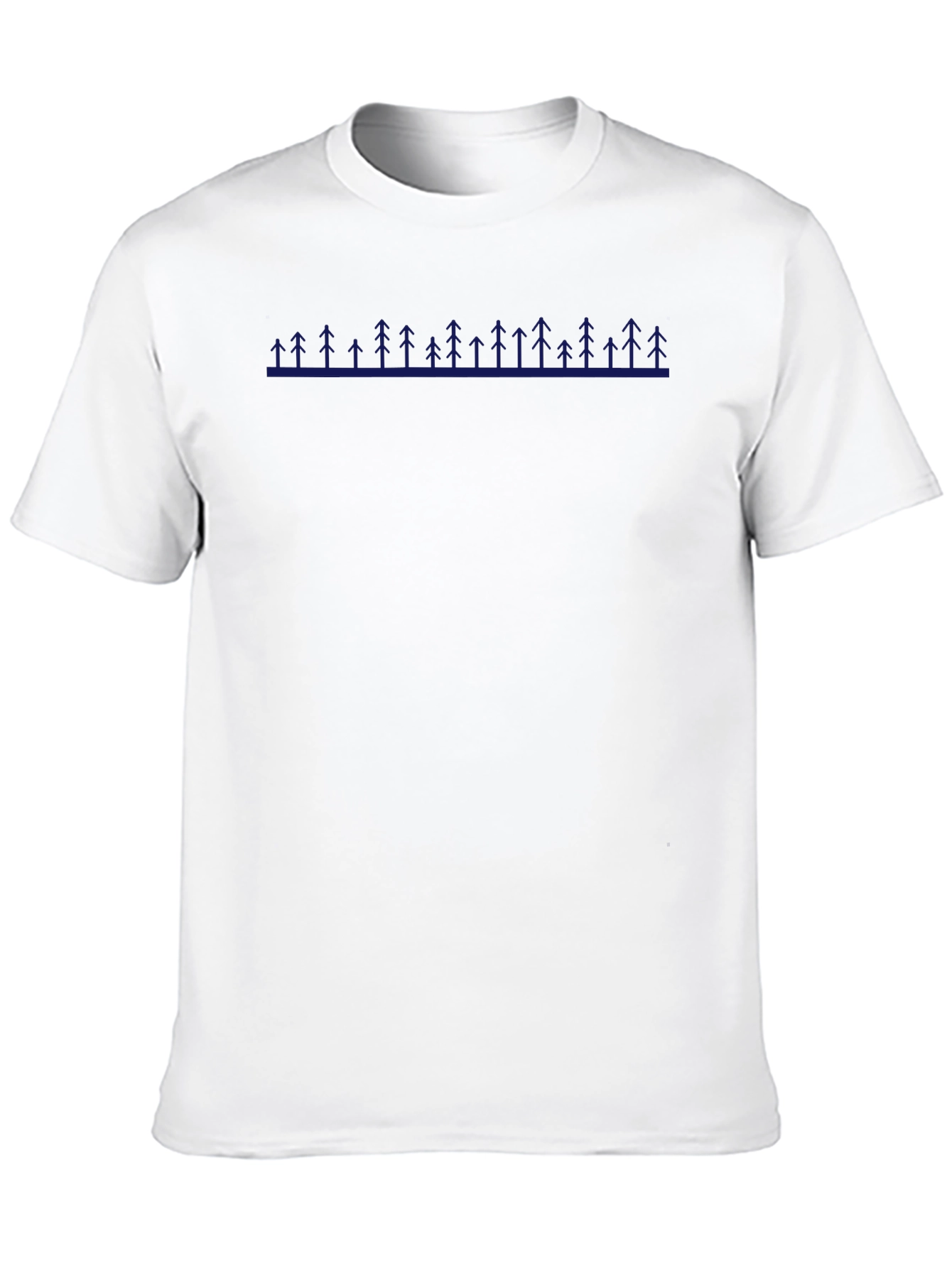 Mens Black T-Shirt with Blue Tree Line Design