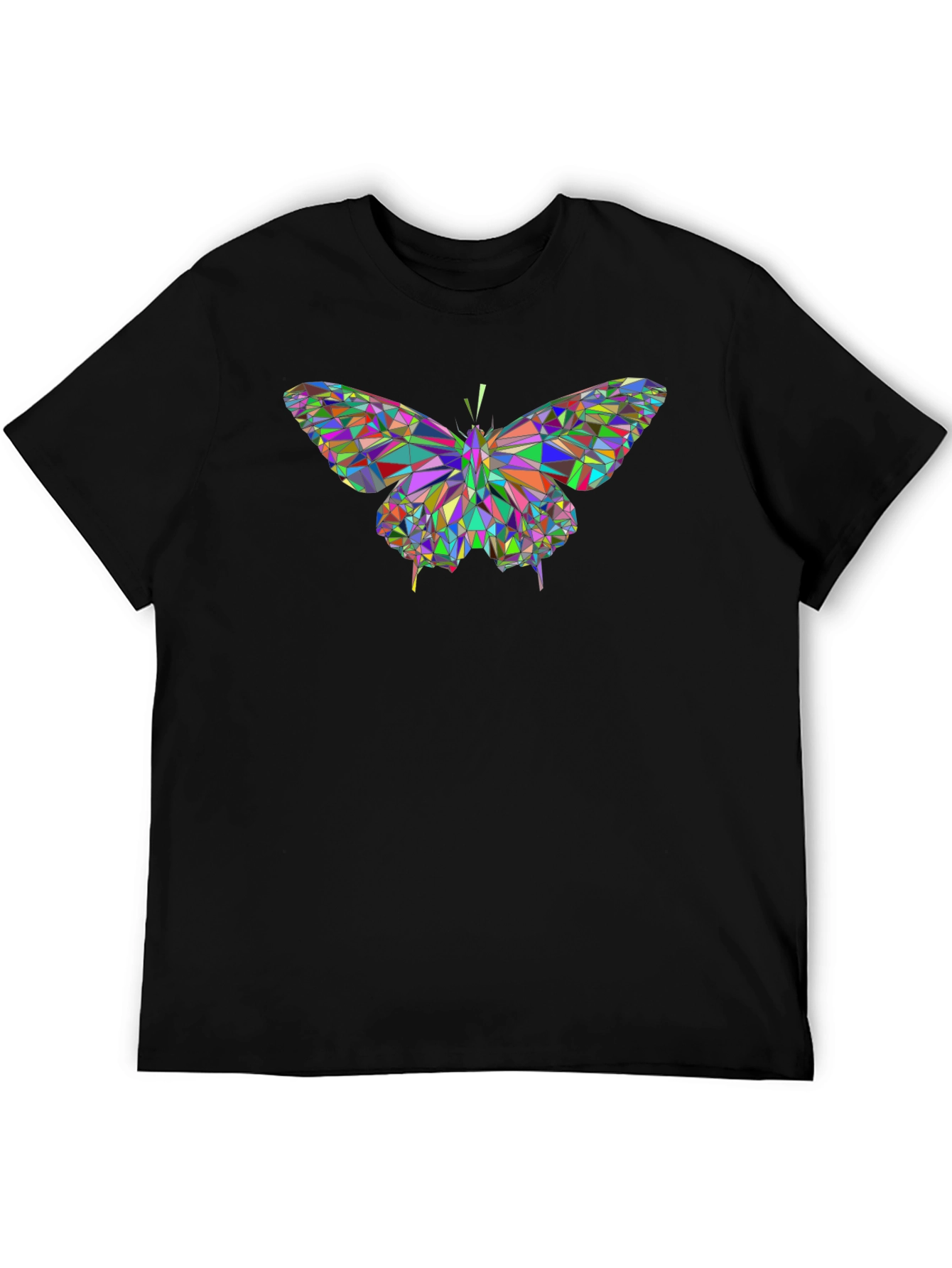 Geometric Butterfly Print Black T-Shirt