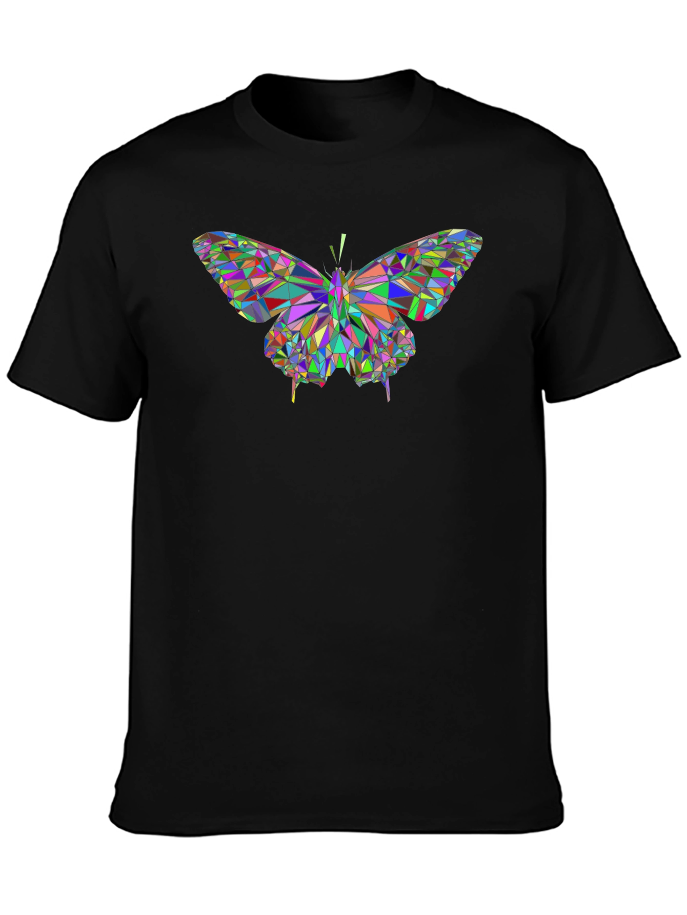 Geometric Butterfly Print Black T-Shirt