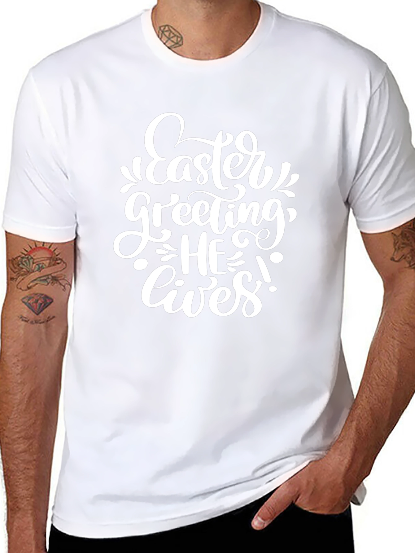 Easter Greeting He Lives Black T-Shirt