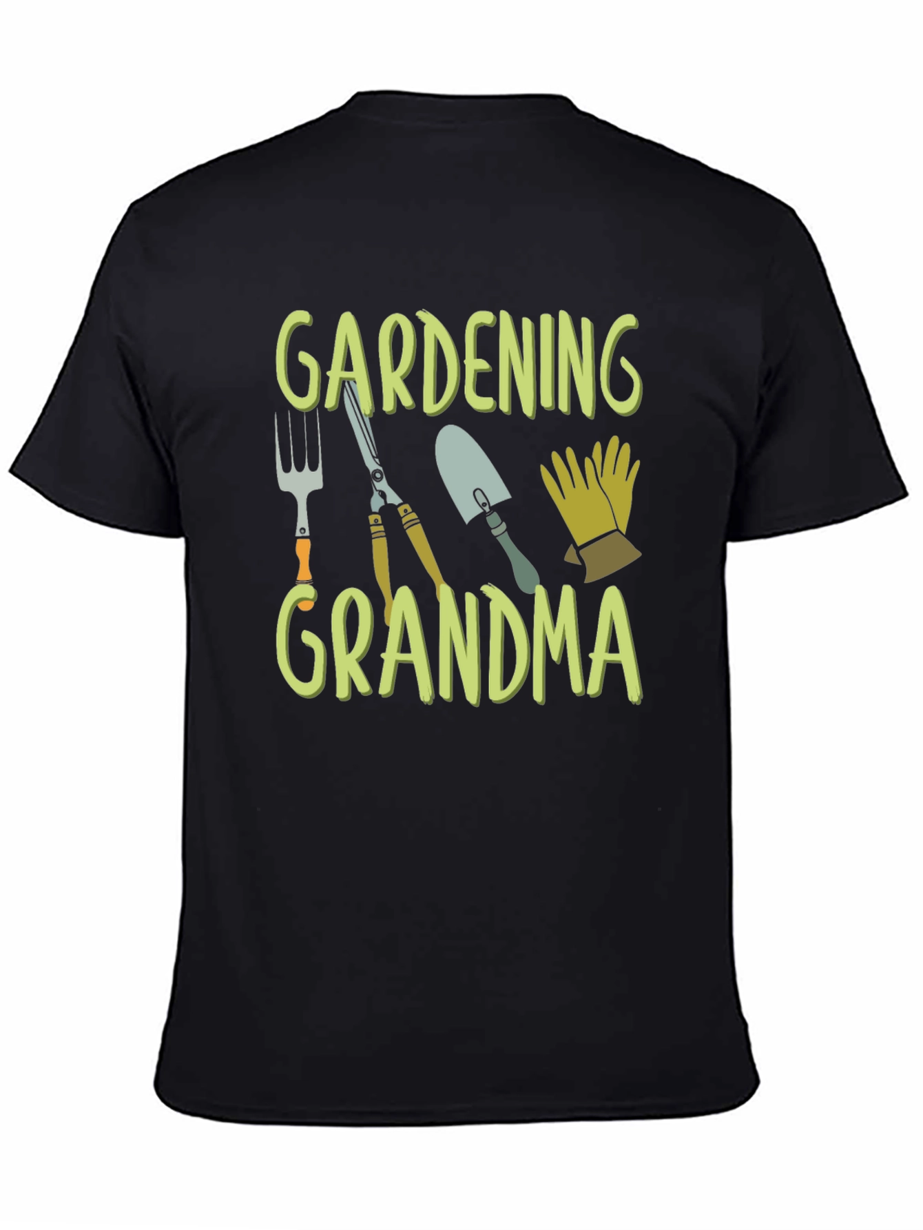 Gardening Grandma T-Shirt - Black Cotton Tee