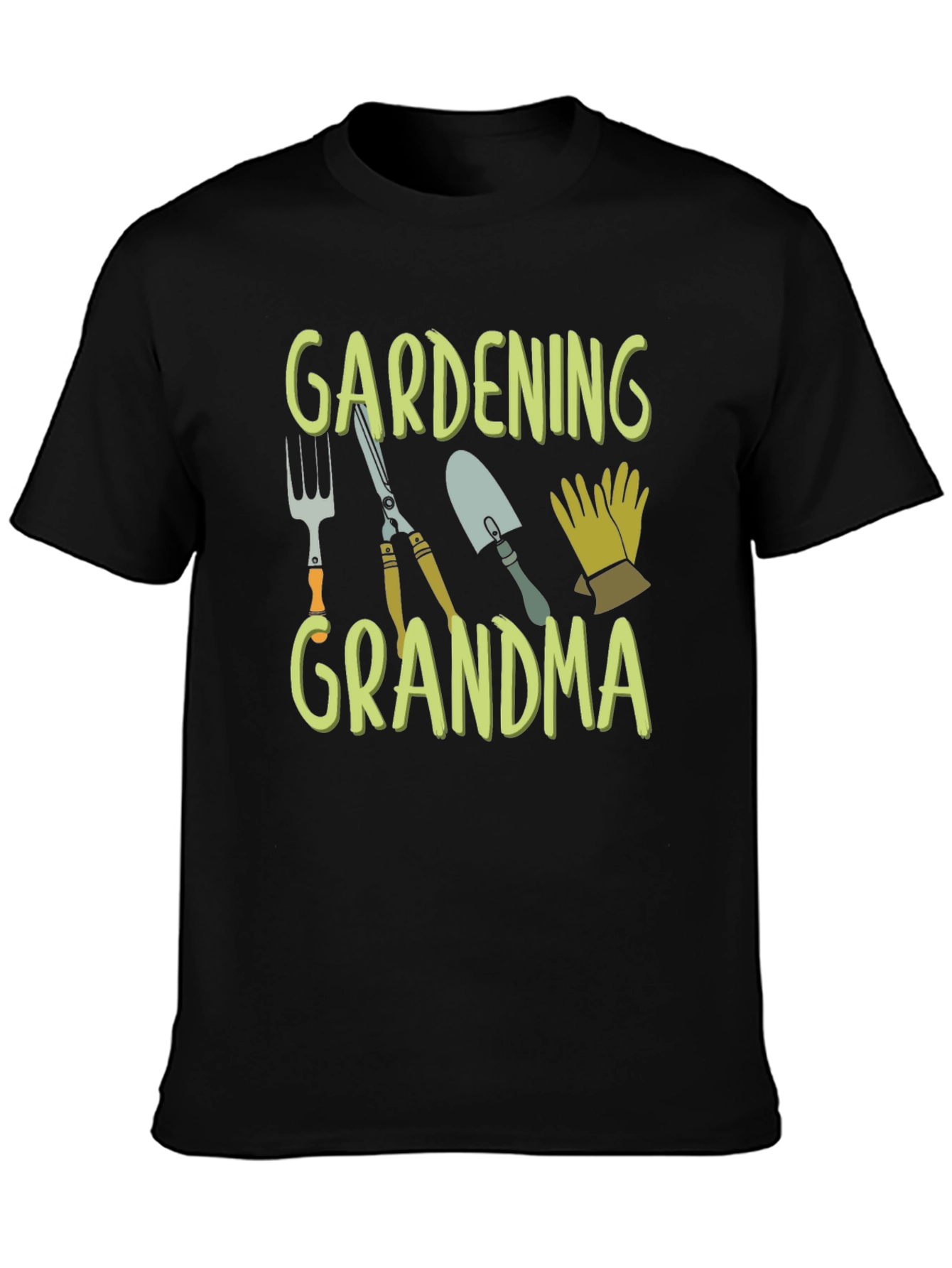 Gardening Grandma T-Shirt - Black Cotton Tee