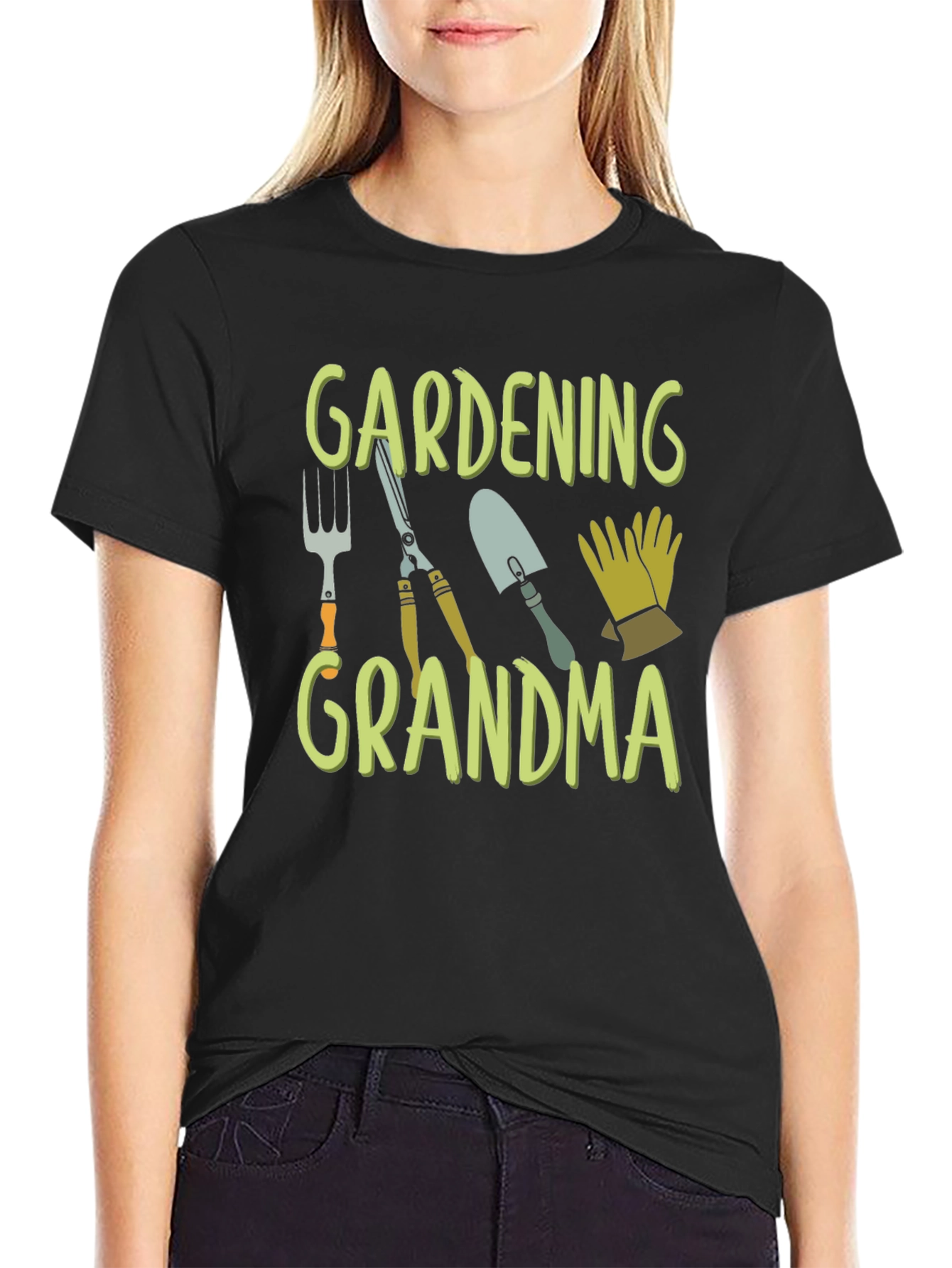 Gardening Grandma T-Shirt - Black Cotton Tee