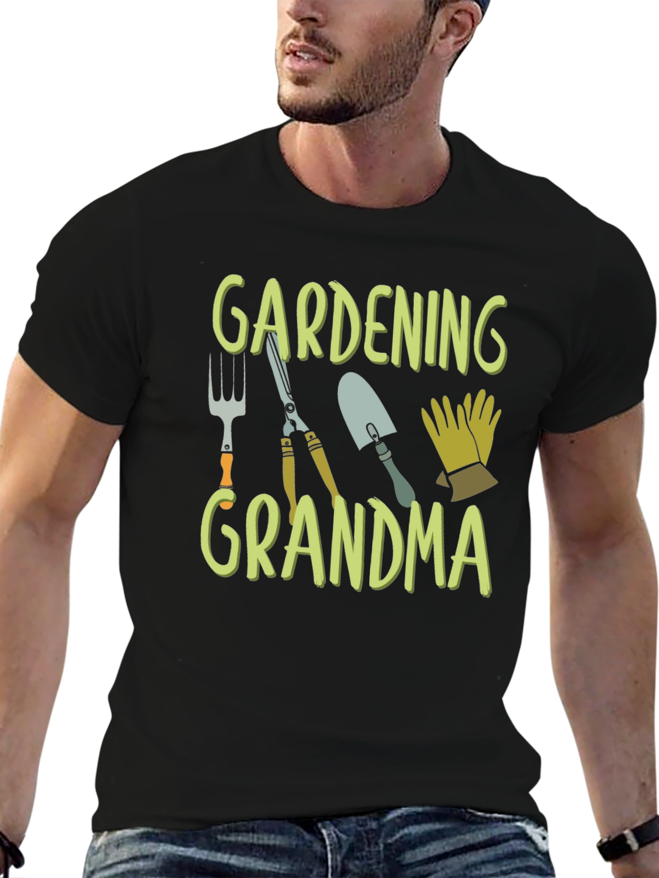 Gardening Grandma T-Shirt - Black Cotton Tee