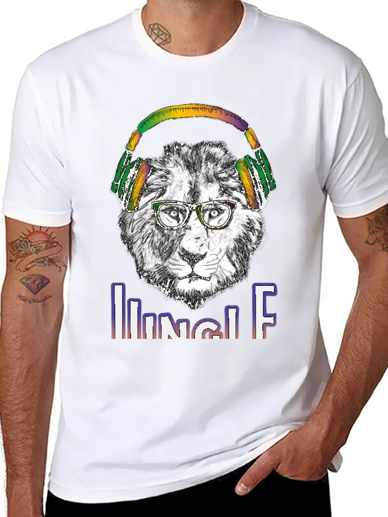 Jungle Lion Headphones T-Shirt