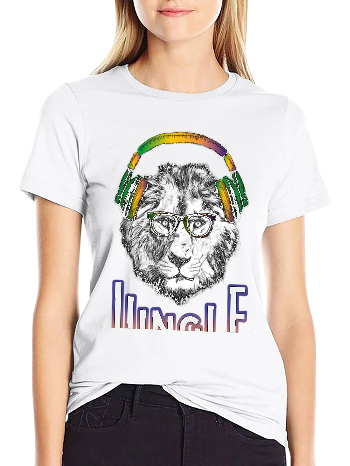 Jungle Lion Headphones T-Shirt