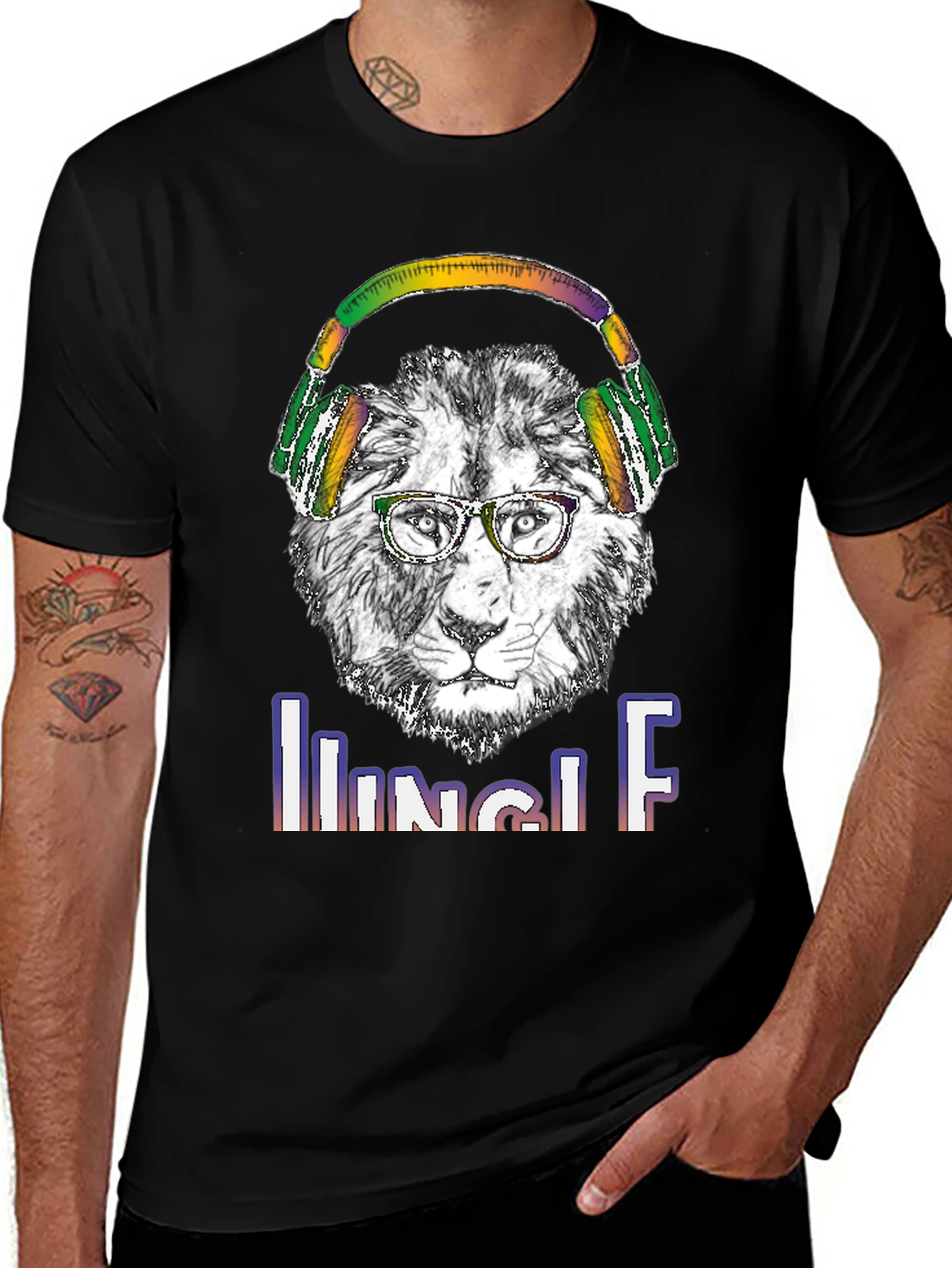 Jungle Lion Headphones T-Shirt