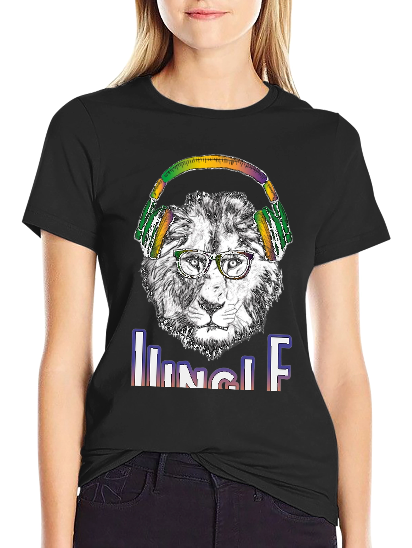 Jungle Lion Headphones T-Shirt