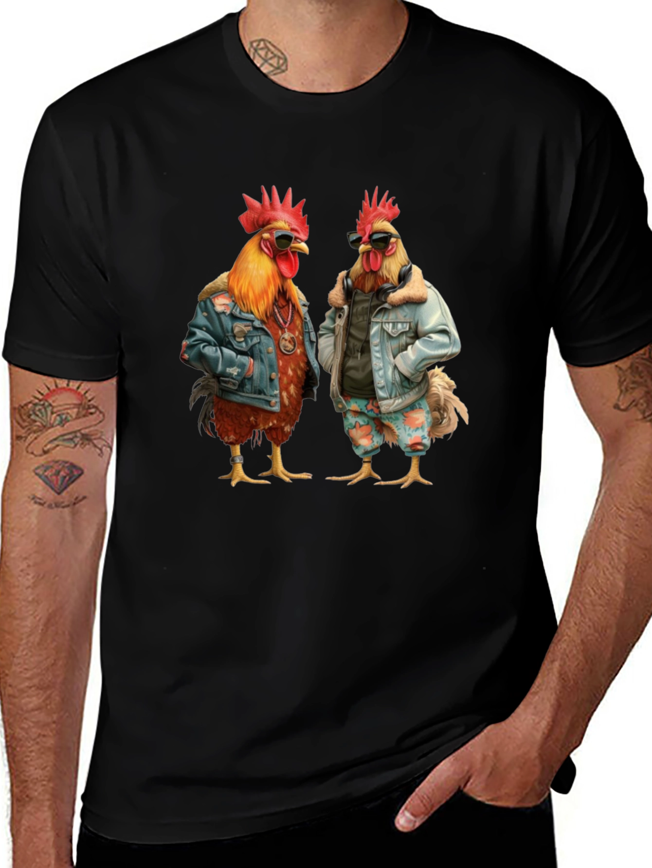 Cool Chicken Graphic Tee - Mens Black T-Shirt