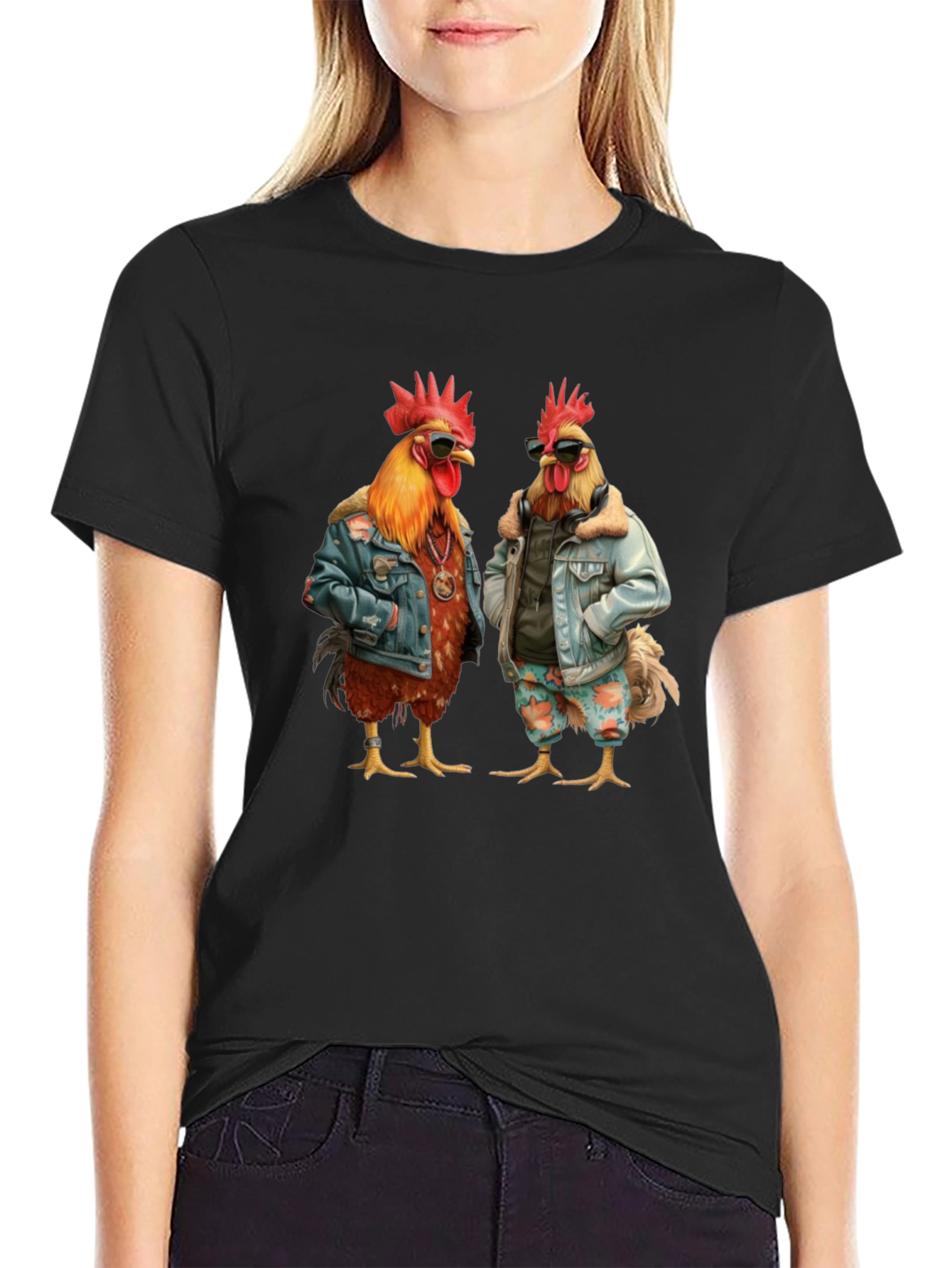 Cool Chicken Graphic Tee - Mens Black T-Shirt