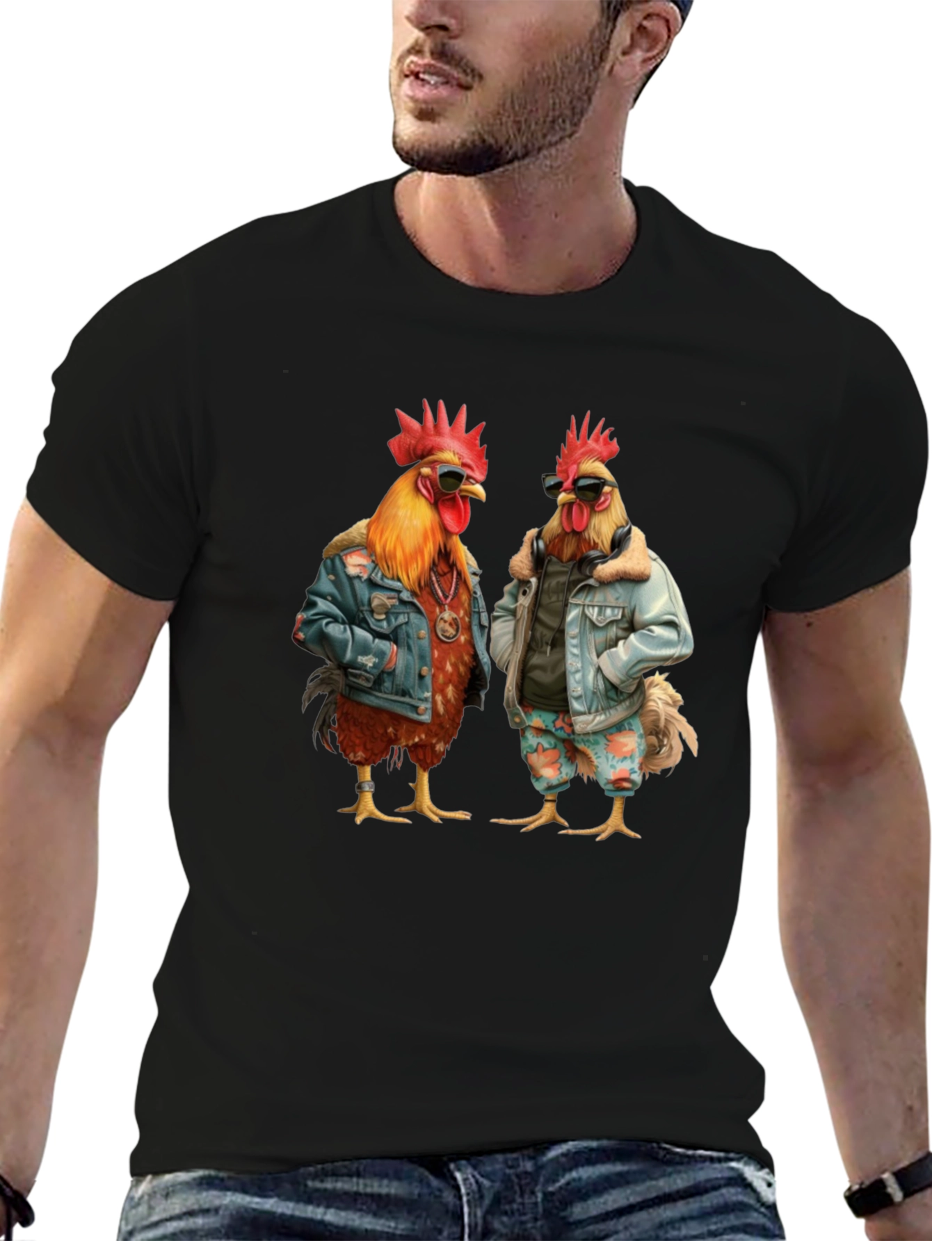 Cool Chicken Graphic Tee - Mens Black T-Shirt