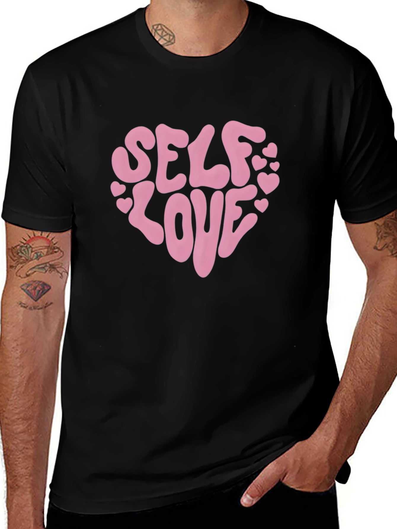 Self Love Heart Graphic Tee - Black