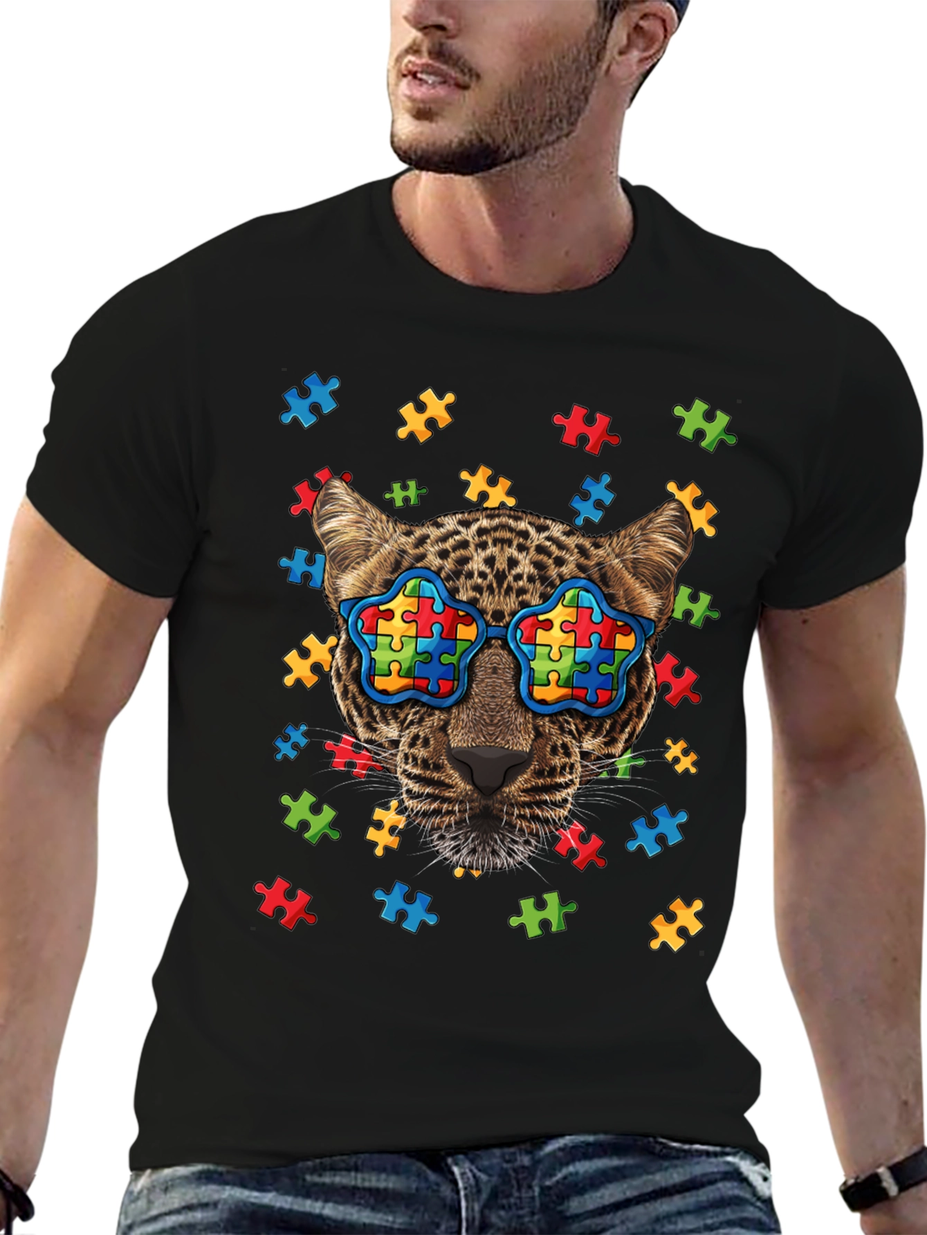 Autism Awareness Leopard Graphic Tee