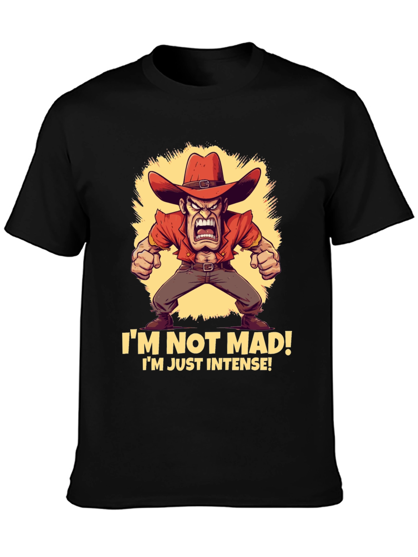 Intense Cowboy T-Shirt - Funny Graphic Tee