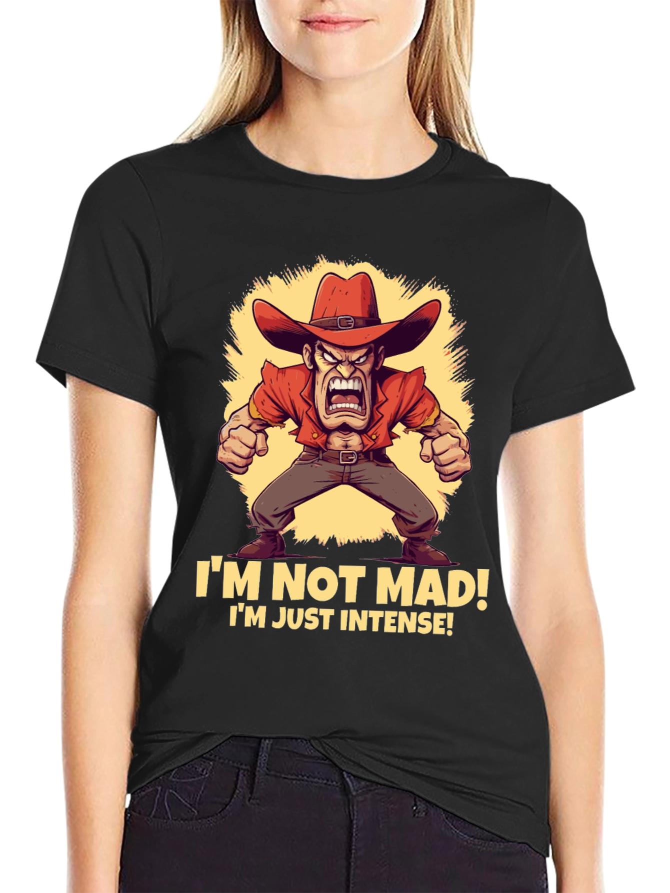 Intense Cowboy T-Shirt - Funny Graphic Tee