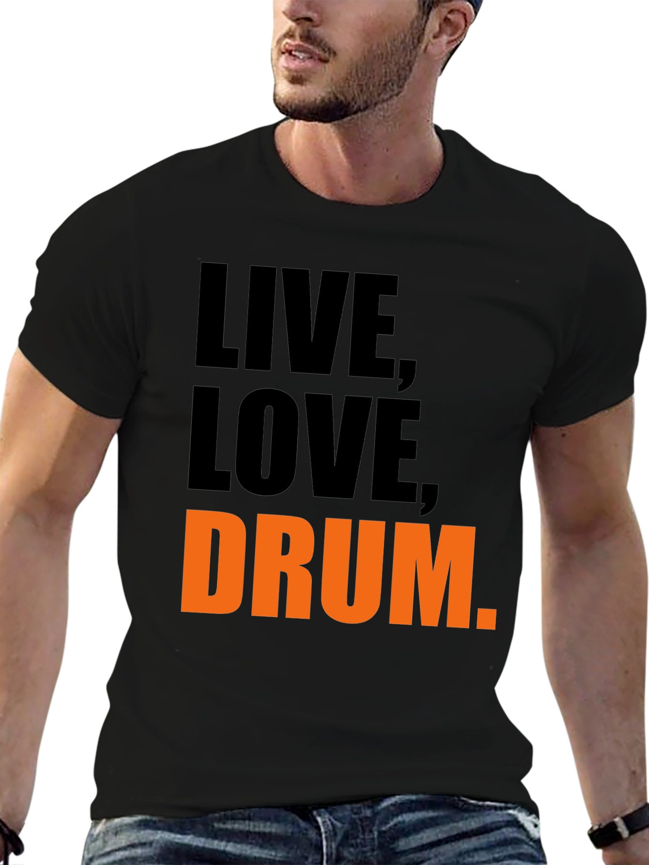 Live Love Drum T-Shirt - Black Graphic Tee