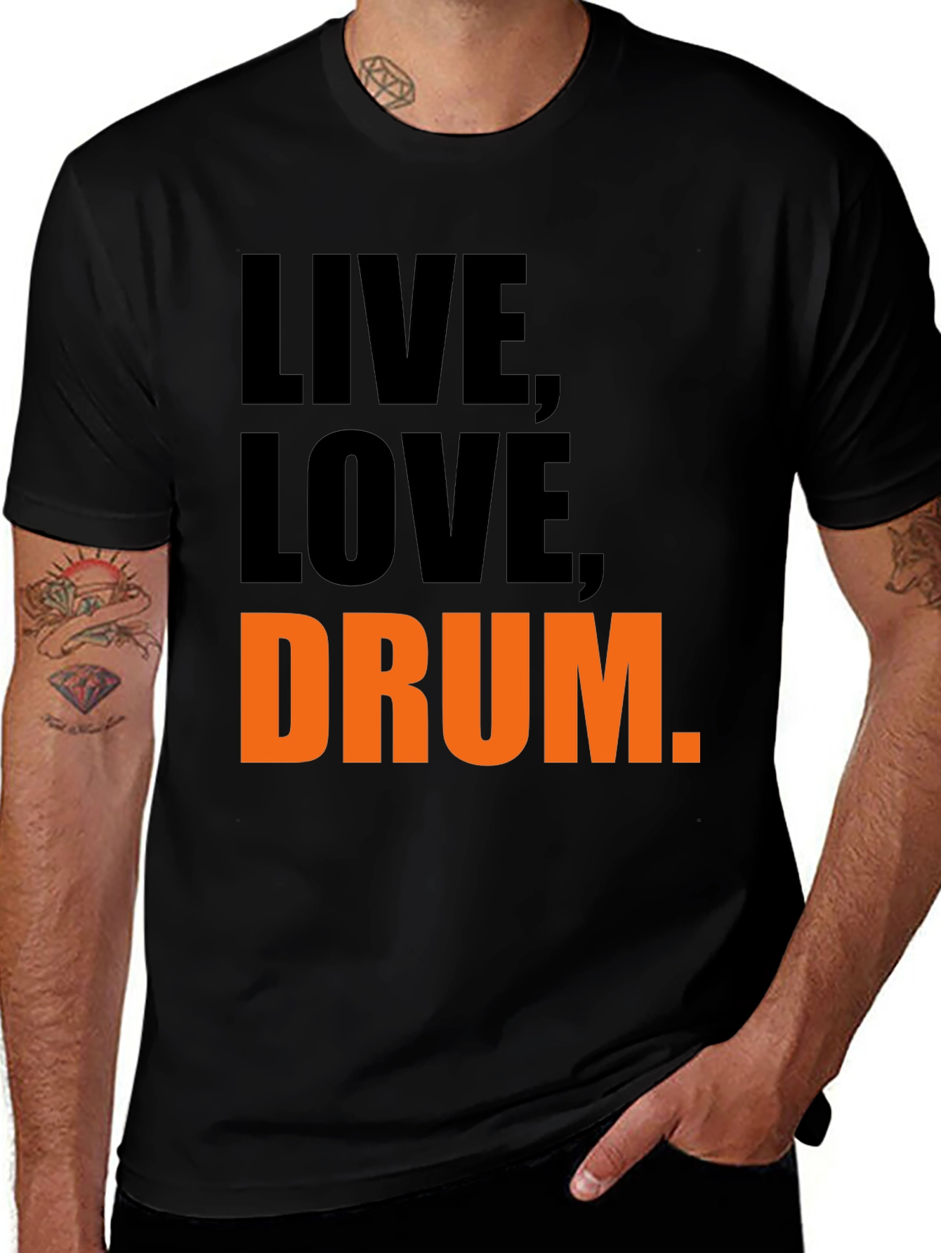 Live Love Drum T-Shirt - Black Graphic Tee