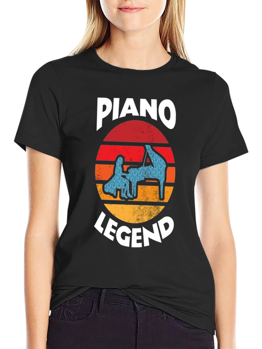 Piano Legend Graphic Tee - Retro Sunset Design