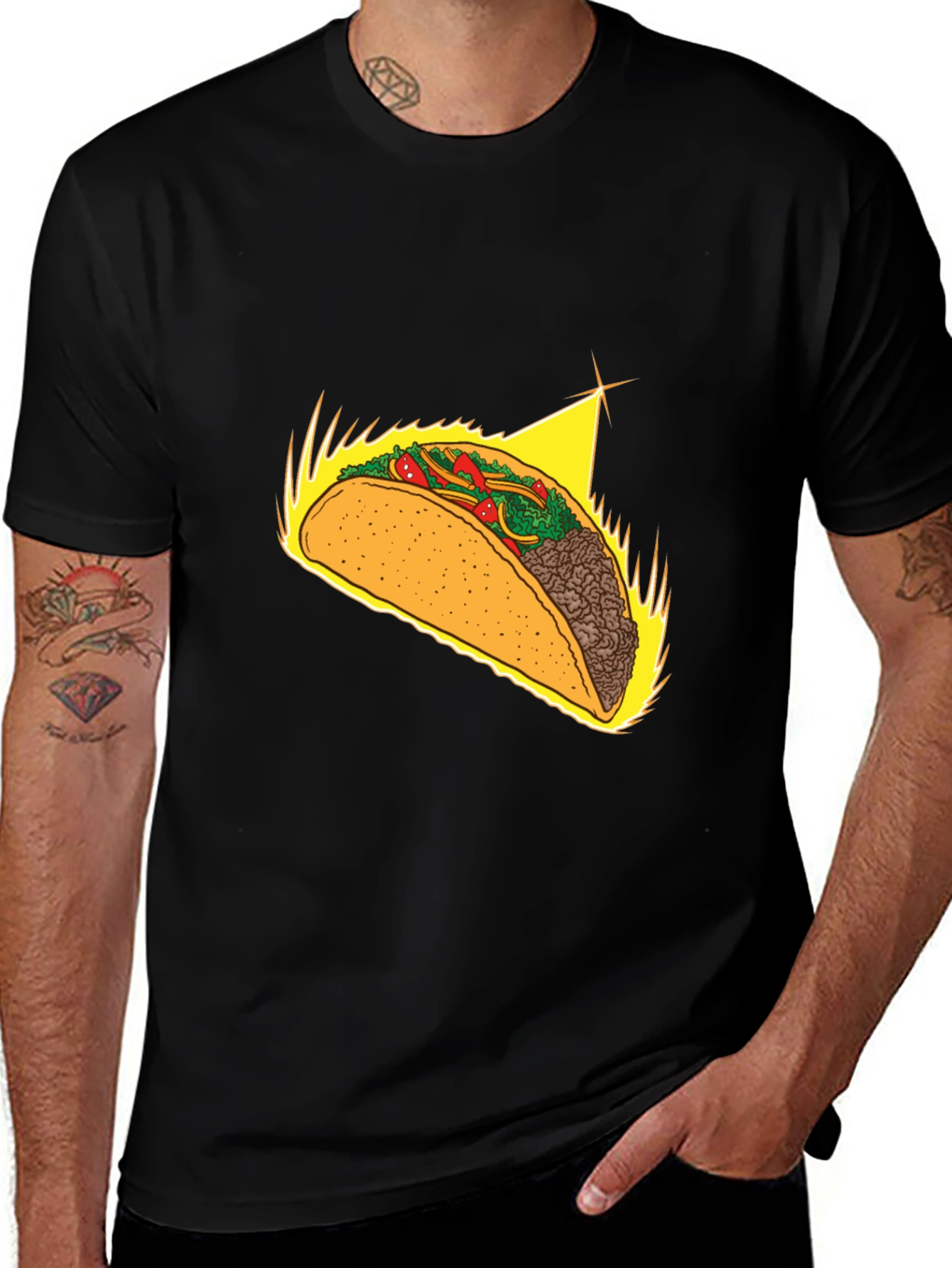 Taco Graphic Tee - Soft Black Cotton Blend