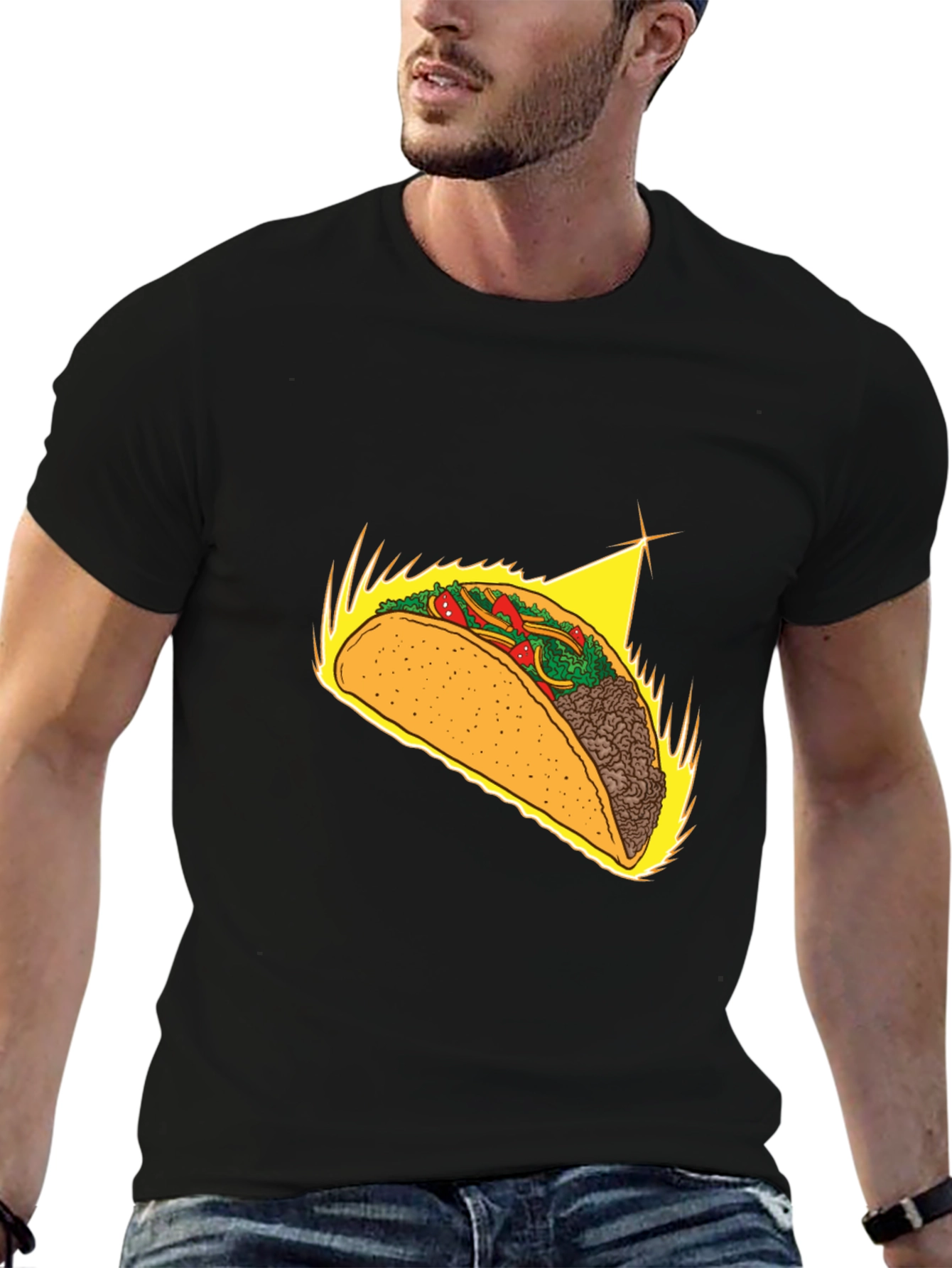 Taco Graphic Tee - Soft Black Cotton Blend