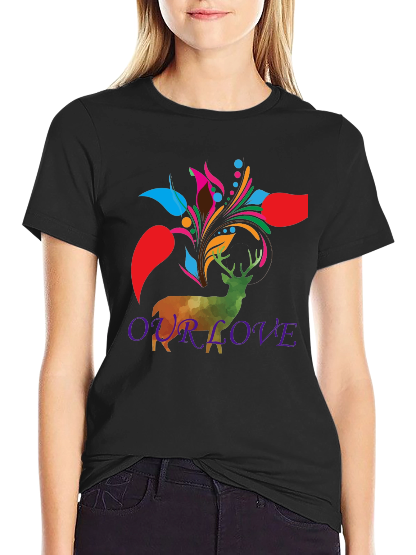 Deer Floral Graphic Tee - Our Love Design