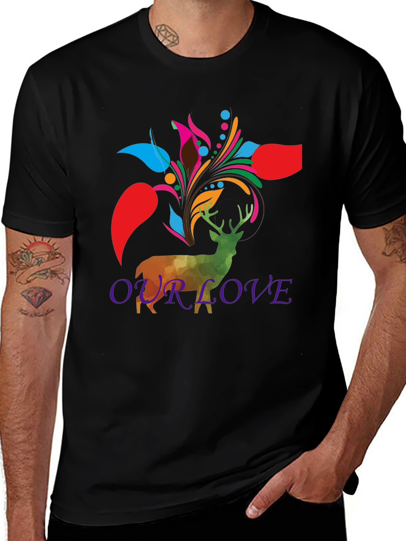 Deer Floral Graphic Tee - Our Love Design