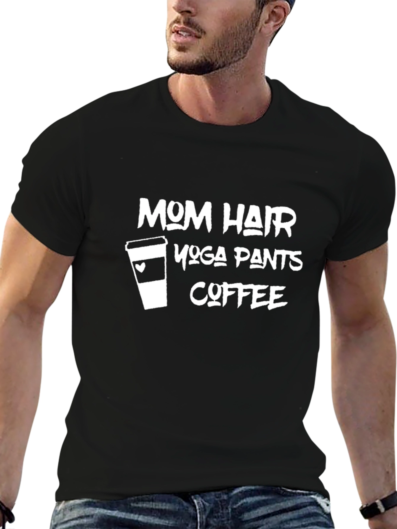 Mom Hair Yoga Pants Coffee T-Shirt
