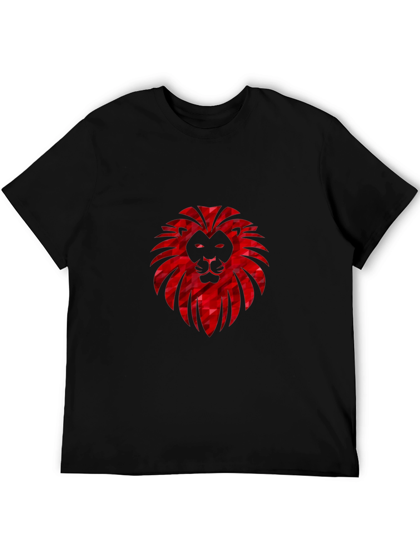 Geometric Lion Head Graphic Black Tee