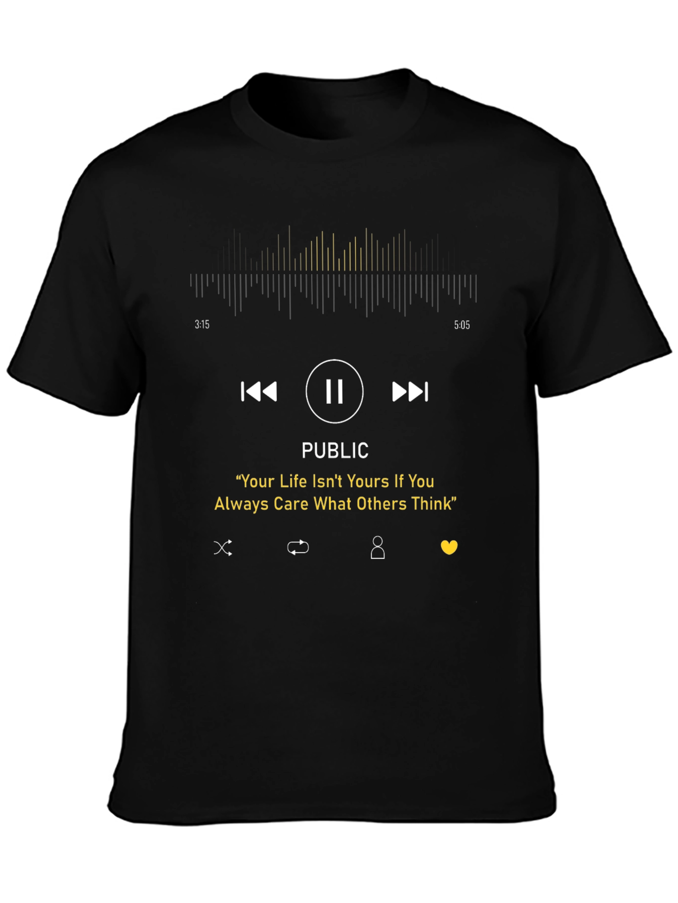 Motivational Black T-Shirt - Be Yourself