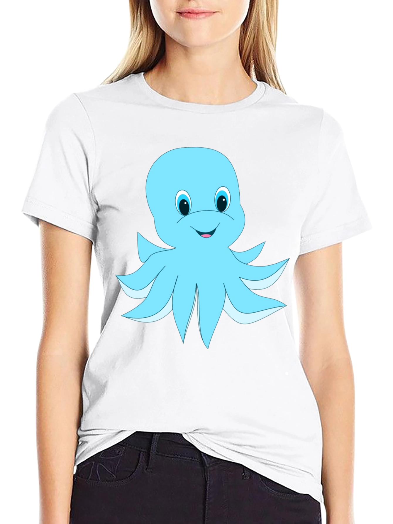 Blue Octopus Graphic Tee - Soft Cotton Blend