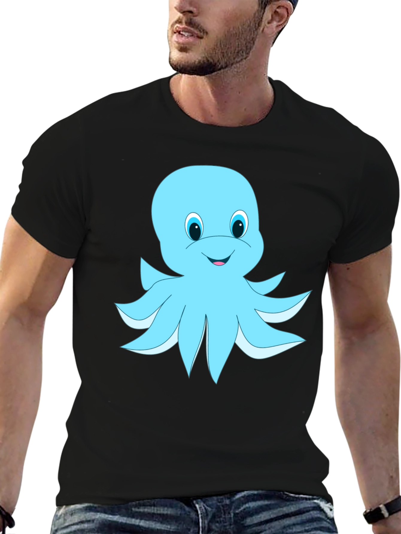 Blue Octopus Graphic Tee - Soft Cotton Blend