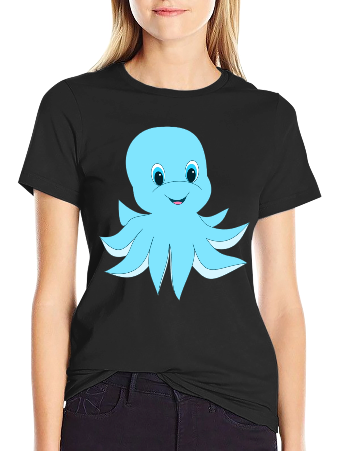 Blue Octopus Graphic Tee - Soft Cotton Blend