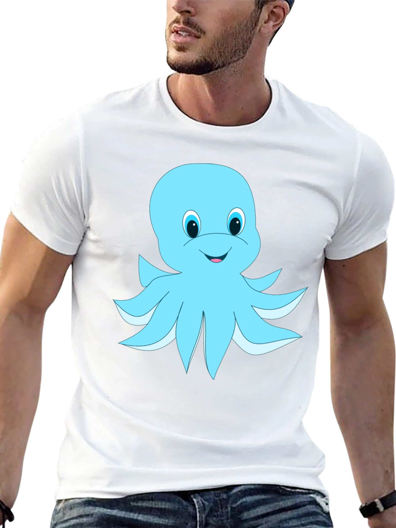 Blue Octopus Graphic Tee - Soft Cotton Blend